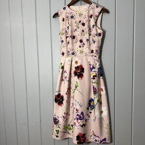 ASOS True Violet Pink Wildflower Floral‎ Print Scuba Fit And Flare Dress SZ 10